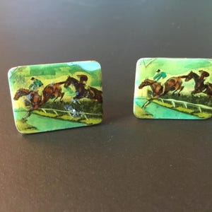 Paire De Boutons De Manchette Acier Art Déco / Art Nouveau - Style Circulaire - Occasion TB
