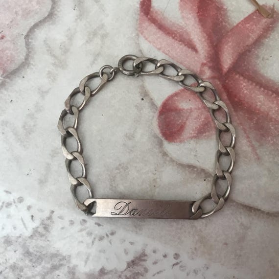 Vintage Solid Silver Identity Bracelet, French Ha… - image 1