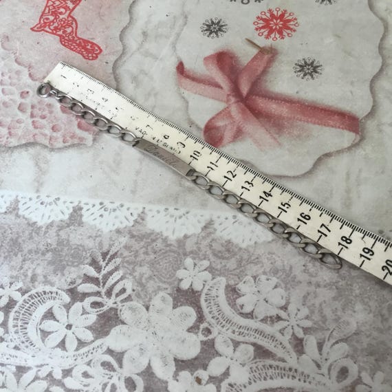 Vintage Solid Silver Identity Bracelet, French Ha… - image 7