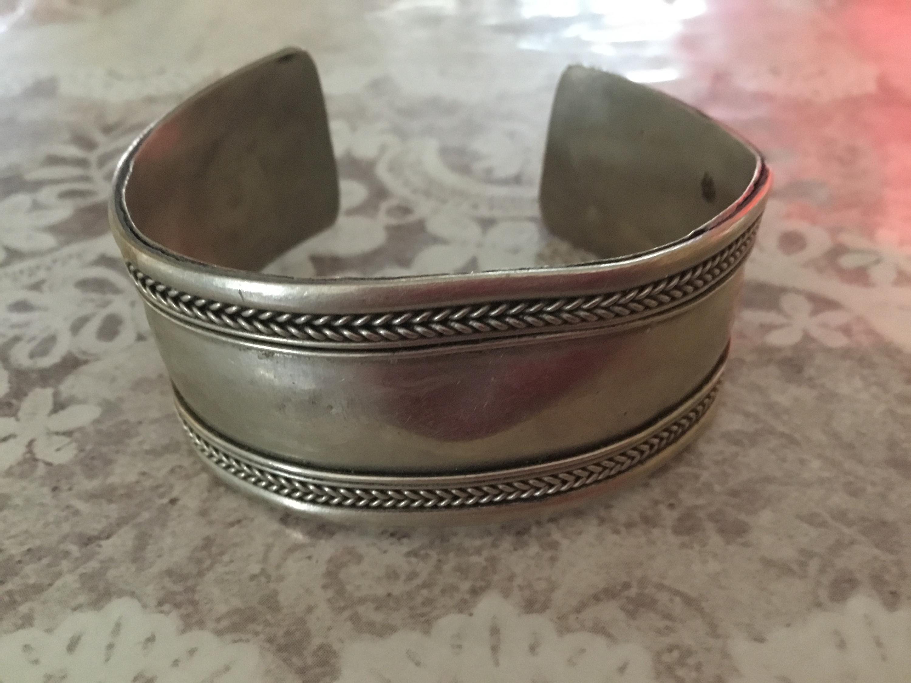Bracelet Moderniste Argent Massif Et Nacre - Design Années 60/70, Occasion Parfait État
