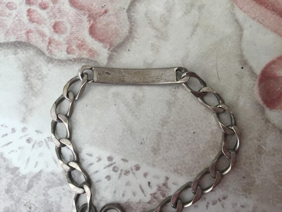 Vintage Solid Silver Identity Bracelet, French Ha… - image 3