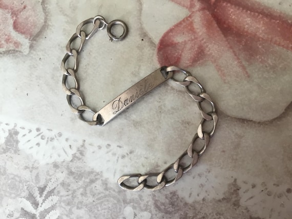 Vintage Solid Silver Identity Bracelet, French Ha… - image 2