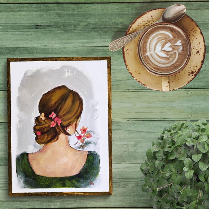 Original Acrylic Girl Portrait Painting Beautiful Hair Art Etsy