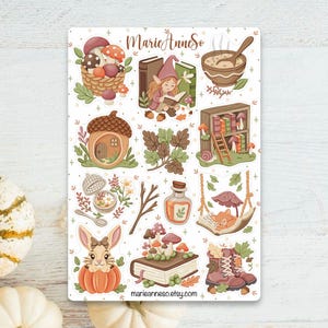 Fairy Forest Sticker Sheet | Woodland Cottagecore Stickers | Mushroom Fox Rabbit Fall Planner Stickers | Fairycore Autumn Sticker Sheet