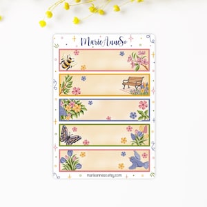 Feuille d’Autocollants Fleurs et Printemps - Stickers Headers pour Planner, Journal et Scrapbooking