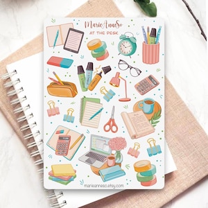 Folha de adesivos de volta às aulas - Adesivos de escritório e escola para agenda, diário, organização e scrapbooking