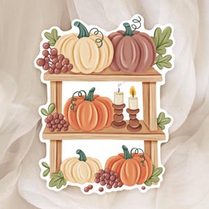 Autumn Pumpkin Shelf Sticker - Planner Sticker, Scrapbook Sticker, Diary Sticker | Seasonal Stickers, Fall Decoration