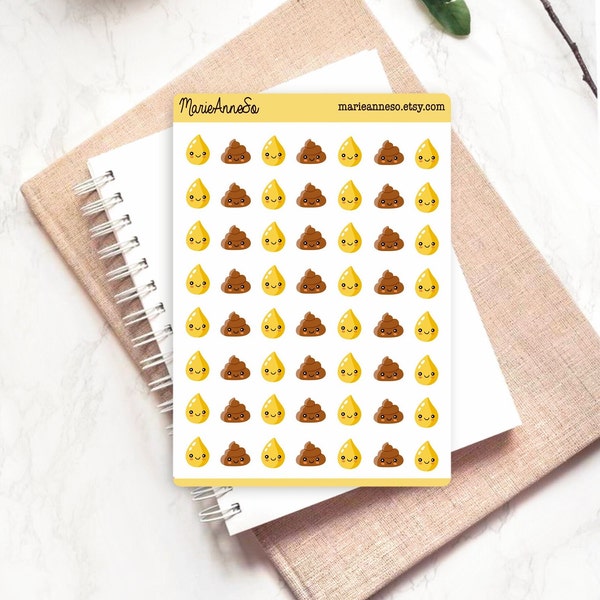 56 zindelijkheidstraining stickers - plassen, poep emoji's - planner stickers, zindelijkheidstraining stickervel, zindelijkheidsstickers, kakstickers