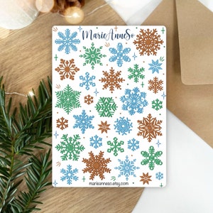 Feuille d’Autocollants Hiver - Flocons de Neige Colorés | Stickers Décoratifs pour Planner, Journal et Scrapbooking | Projet DIY