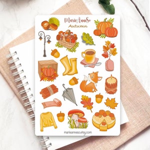 Feuille d'Autocollants d'Automne - Thème Cosy & Nature | Stickers Saisonniers pour Planner, Planificateur, Scrapbooking