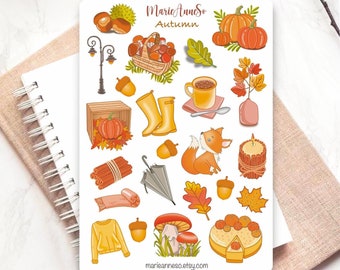 23 herfststickers - herfststickers, seizoensstickers, herfststicker - kogeljournaalsticker, plannerstickers, plakboekstickers