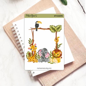 Feuille d’autocollant - Animaux, Safari | Stickers , Autocollants Planner, Scrapbook, Autocollants Lecture