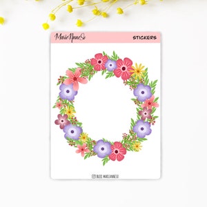 Bunter Blumenkronen-Aufkleber – dekorativer Aufkleber für Planer, Tagebuch und Scrapbooking