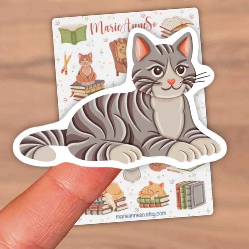 Cats, Books and Reading Sticker Sheet - Cozy Stickers for Planners ...