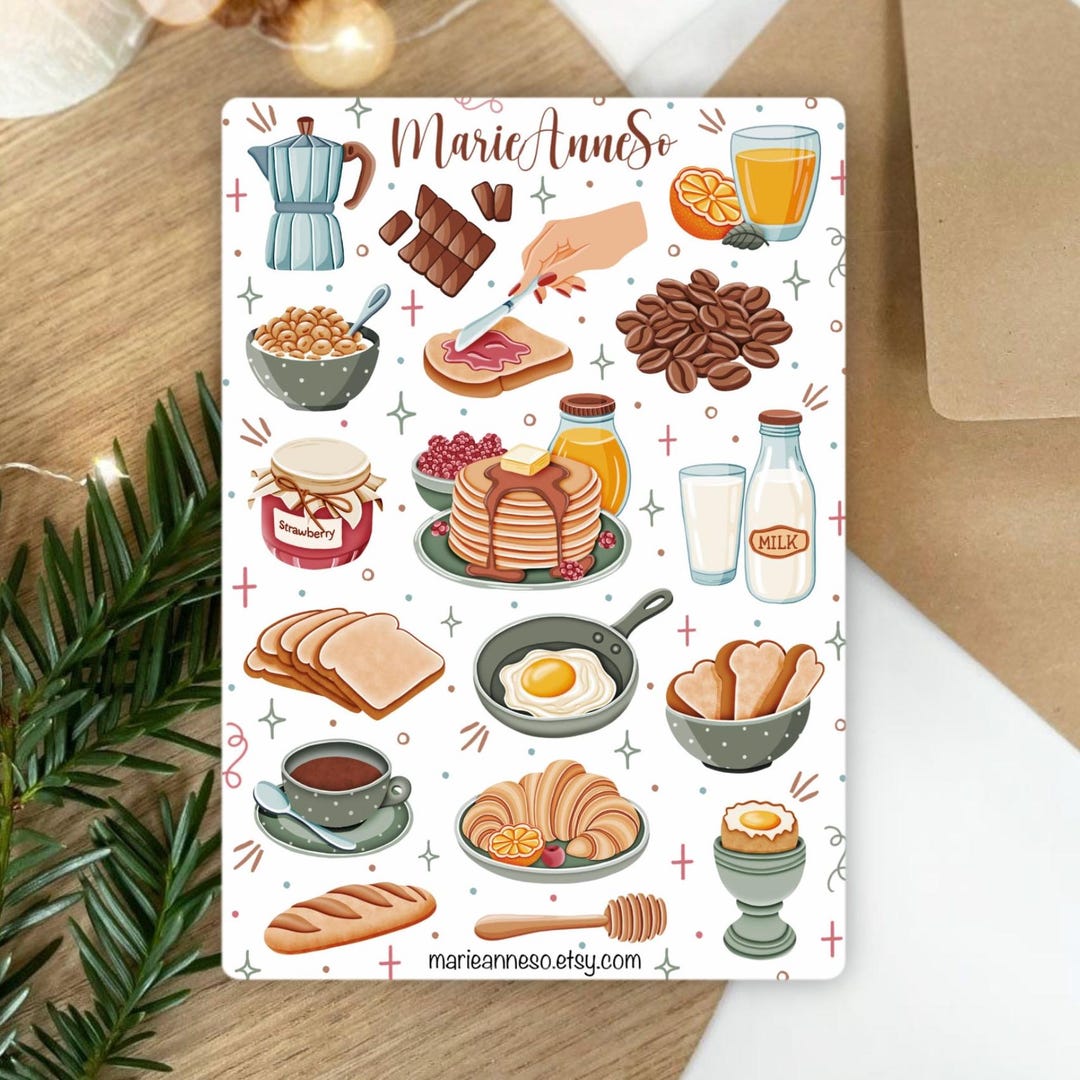 Breakfast Sticker Sheet – Stickers for Journals, Planners, and ...