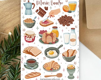 Breakfast Sticker Sheet – Stickers for Journals, Planners, and Scrapbooking, Morning Routine Theme