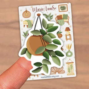 Boho Plant Stickers, Cottagecore Furniture Sticker Sheet, Houseplant Planner Stickers, Aesthetic Home Decor Kawaii Stickers, Journal Deco image 3