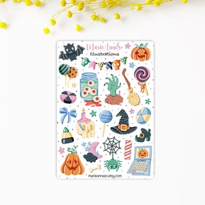 Feuille d'Autocollants Halloween - Thème Effrayant & Fun | Décorations pour Planner, Journal, Scrapbooking, Planificateur