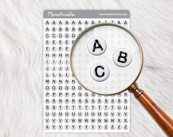 Round Bead Alphabet Sticker Sheet | 221 ABC Letter Stickers for Planners | Functional Alphabet Stickers | Bullet Journal Scrapbooking