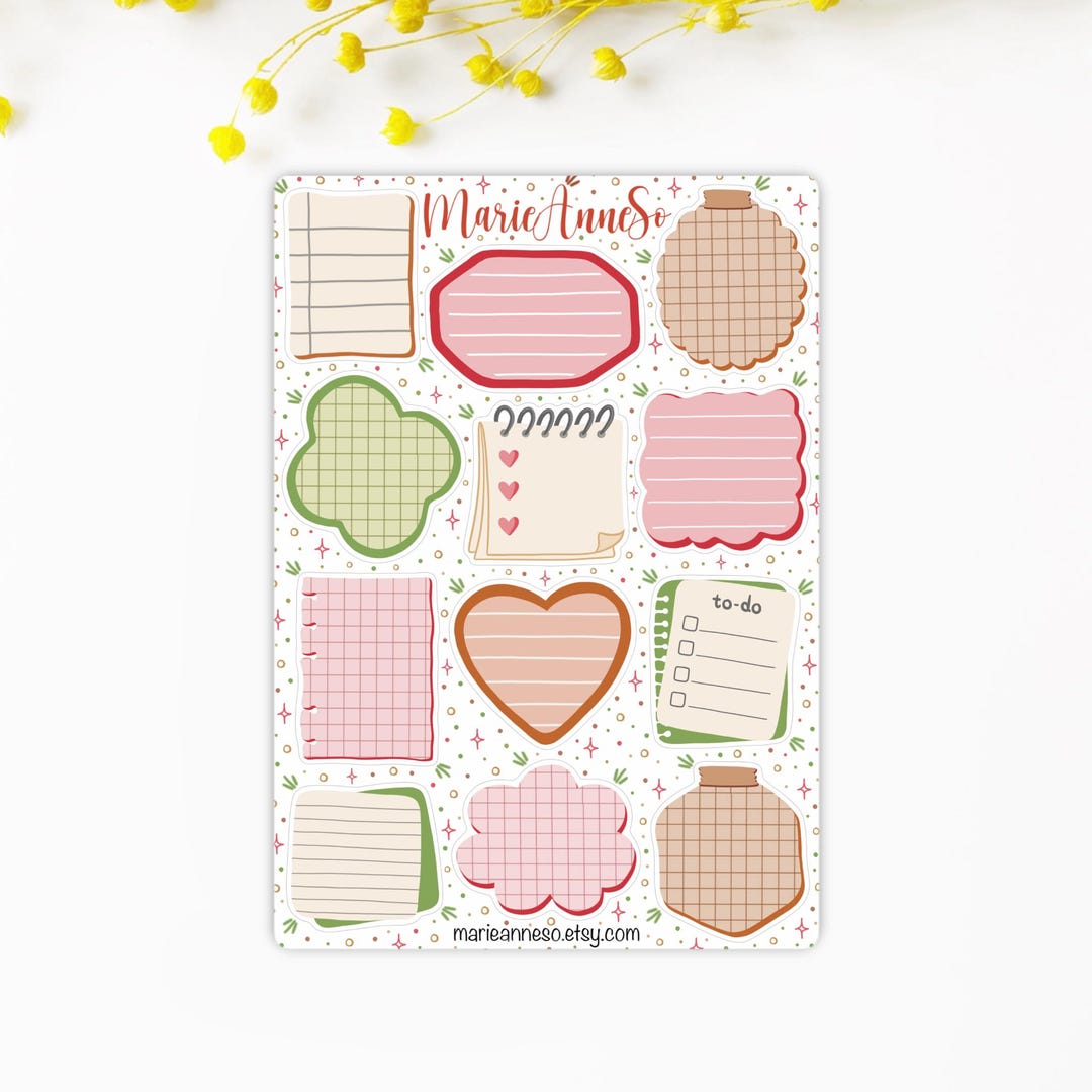 Note Book Sticker Frame Sheet of Stickers for Notes & Frames | Organizer Stickers | To-do and ...