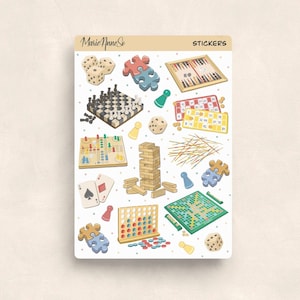 Brettspiel-Stickerbogen – Journal-, Planer- und Scrapbooking-Sticker