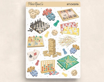 Board Game Sticker Sheet – Stickers for Journals, Planners, and Scrapbooking