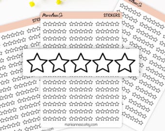 Sticker Sheet Star Rating Planner | Reading Stickers | Bullet Journal Rating Star Stickers | Minimal Star Checklist Stickers | Hobonich
