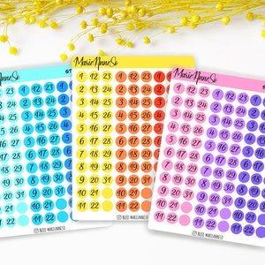 Feuille d’Autocollants Chiffres 1 à 31 - Stickers Planner, Provisions Mensuelles | Calendriers 2025