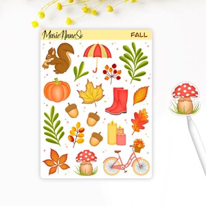 Feuille d’Autocollants Automne Cozy - Stickers Citrouille et Saison pour Planner, Scrapbook, Bujo | Stickers de Décoration Journaling