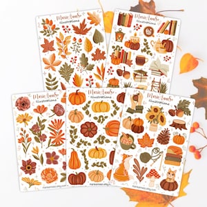 Bundle of 5 sticker sheets "Autumn" - Autumn planner stickers, Fall stickers, Pumpkin stickers, Seasonal stickers - Scrapbook stickers