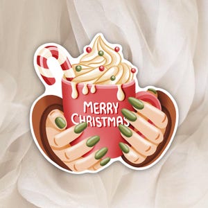 Autocollant Chocolat Chaud de Noël – Thème Noël & Hiver - Sticker parfait pour la Décoration de Planner, Journal et Scrapbook