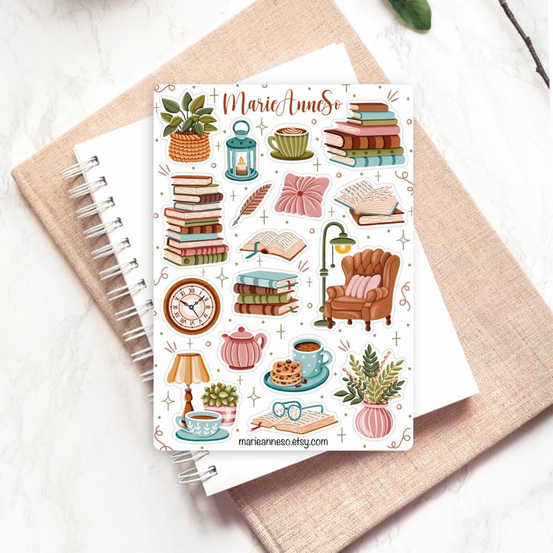 Book sticker sheet, comfortable reading Journal stickers, planner stickers, bullet journal & scrapbooking stickers image 5