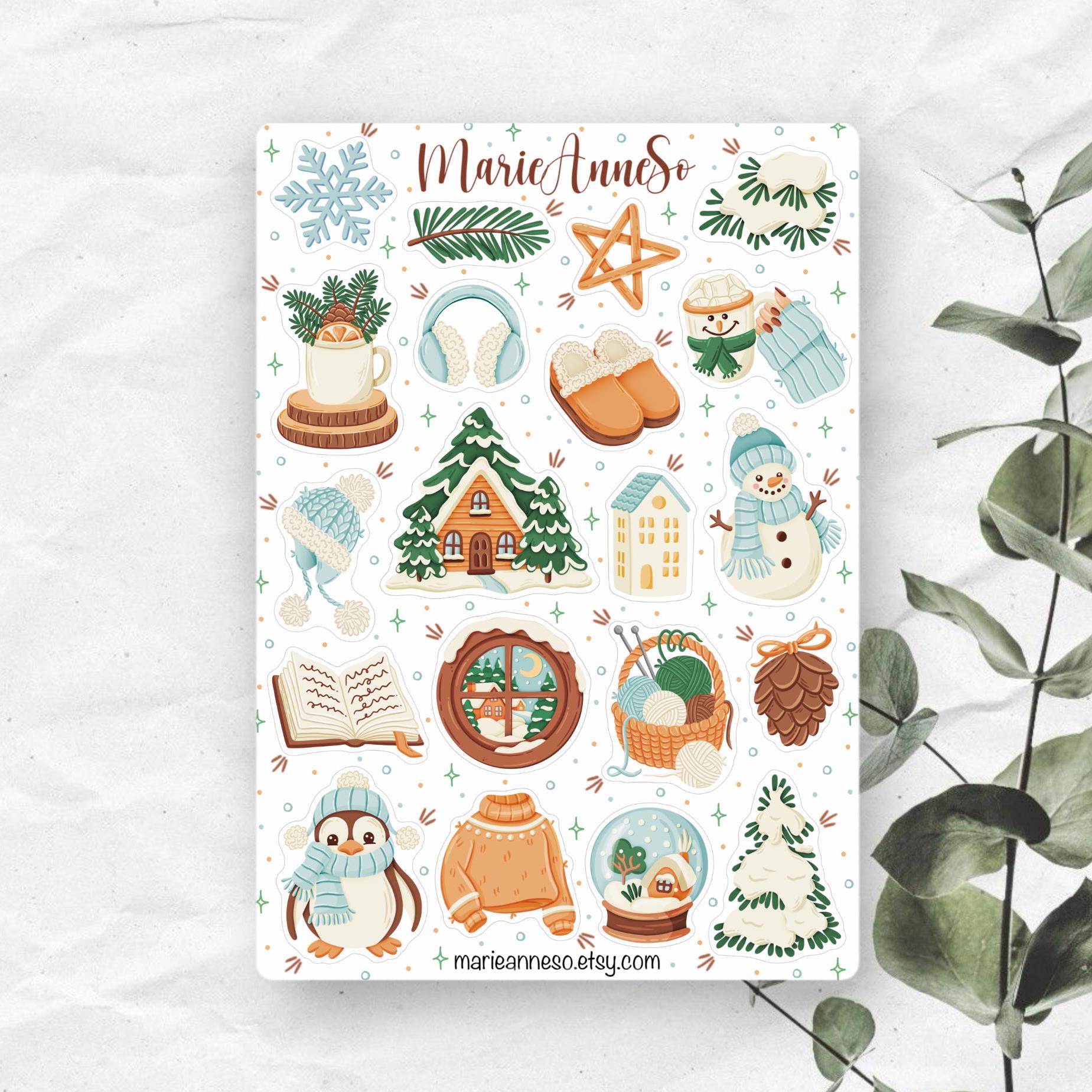 Cozy Winter Sticker Sheet - Stickers for Decorating Planners, Journals ...
