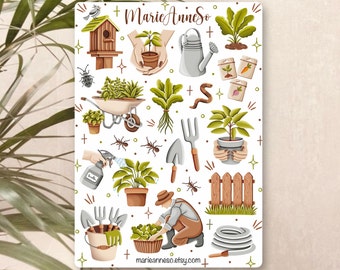 Feuille d’autocollants Jardinage de printemps | Stickers planner, autocollants de planificateur, autocollants de scrapbook, calendrier