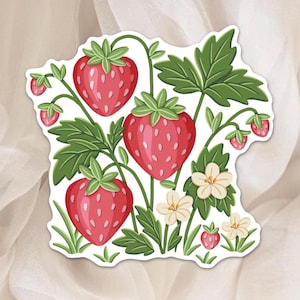 Autocollant Fraises - Sticker Fleuris pour Agenda, Scrapbook et Planner - Autocollant Fruité