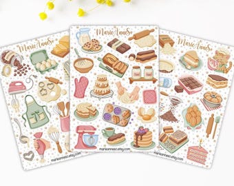Baking Sticker Sheet Set | Bakery Stickers | Planner Journal Scrapbooking | Food Lover Stickers | 3 Pack - Best Pastry Chef