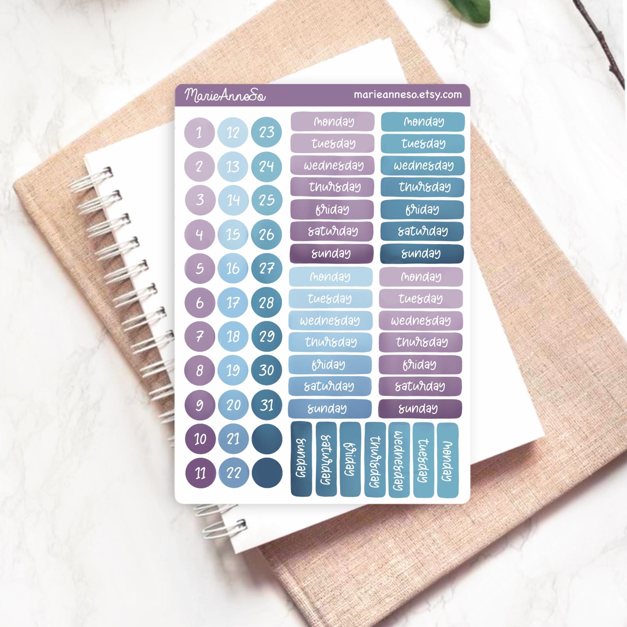 Week Numbers Stickers Days of the Week and Number Stickers – French and English – Essential ...