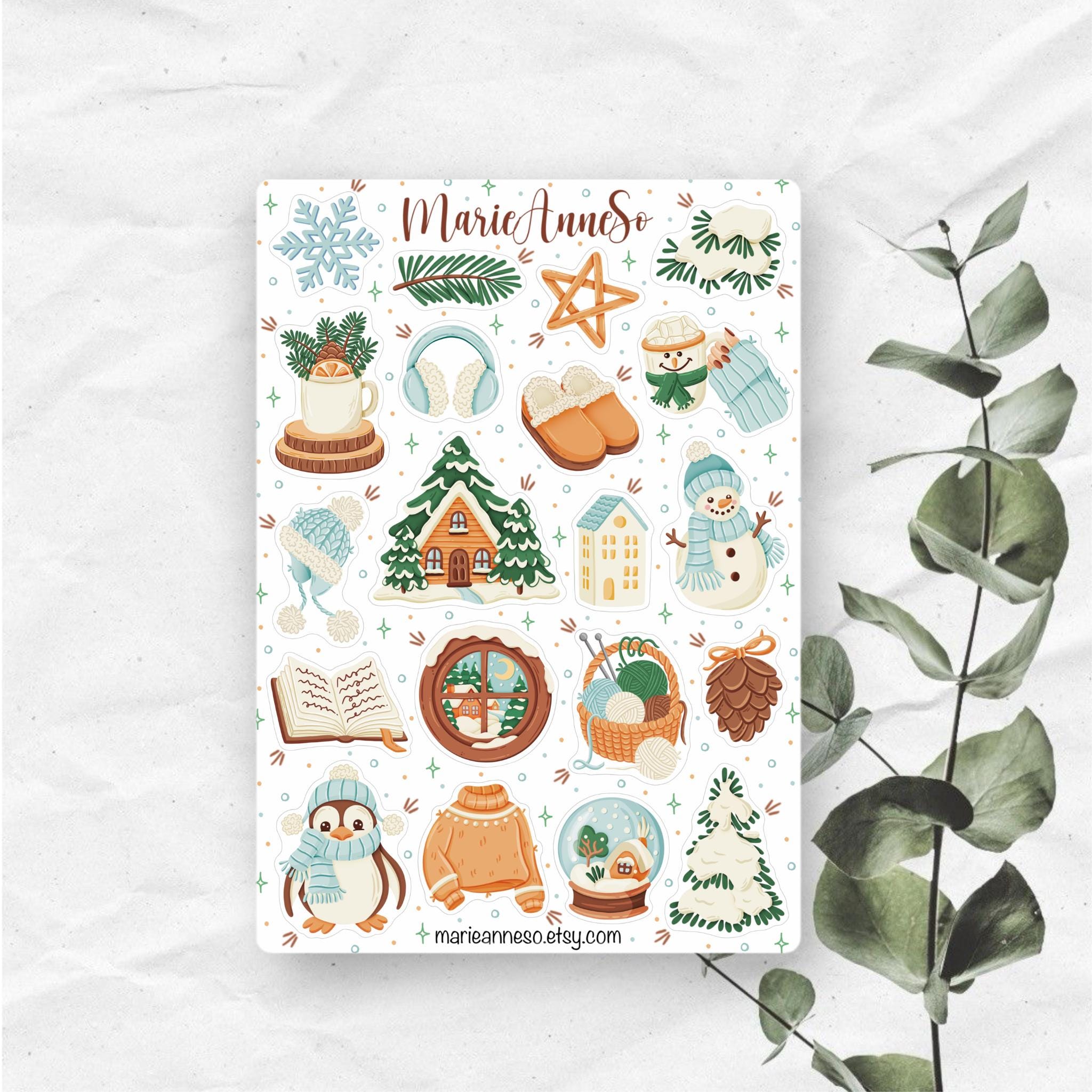 Set of 7 Cozy Winter Sticker Sheets - Winter Cozy Stickers for Planners ...