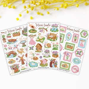Lot de 3 Feuilles d’Autocollants sur le Thème du Printemps – Stickers pour Planner, Journal et Scrapbooking