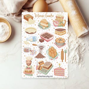 Bakery & Pastry Sticker Sheet - Stickers for Journals, Planners, Scrapbooking - Cosy Art Illustration