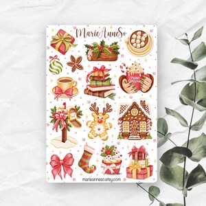 Feuille d’Autocollants Thème Hiver & Noël - Stickers parfaits pour la Décoration de Planner, Journal et Scrapbooking