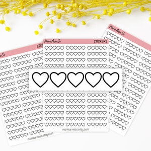 Stickers Coeurs de Notation | Feuille d'Autocollants Minimalistes pour Journal, Planner, Agenda et Suivi d'Objectifs