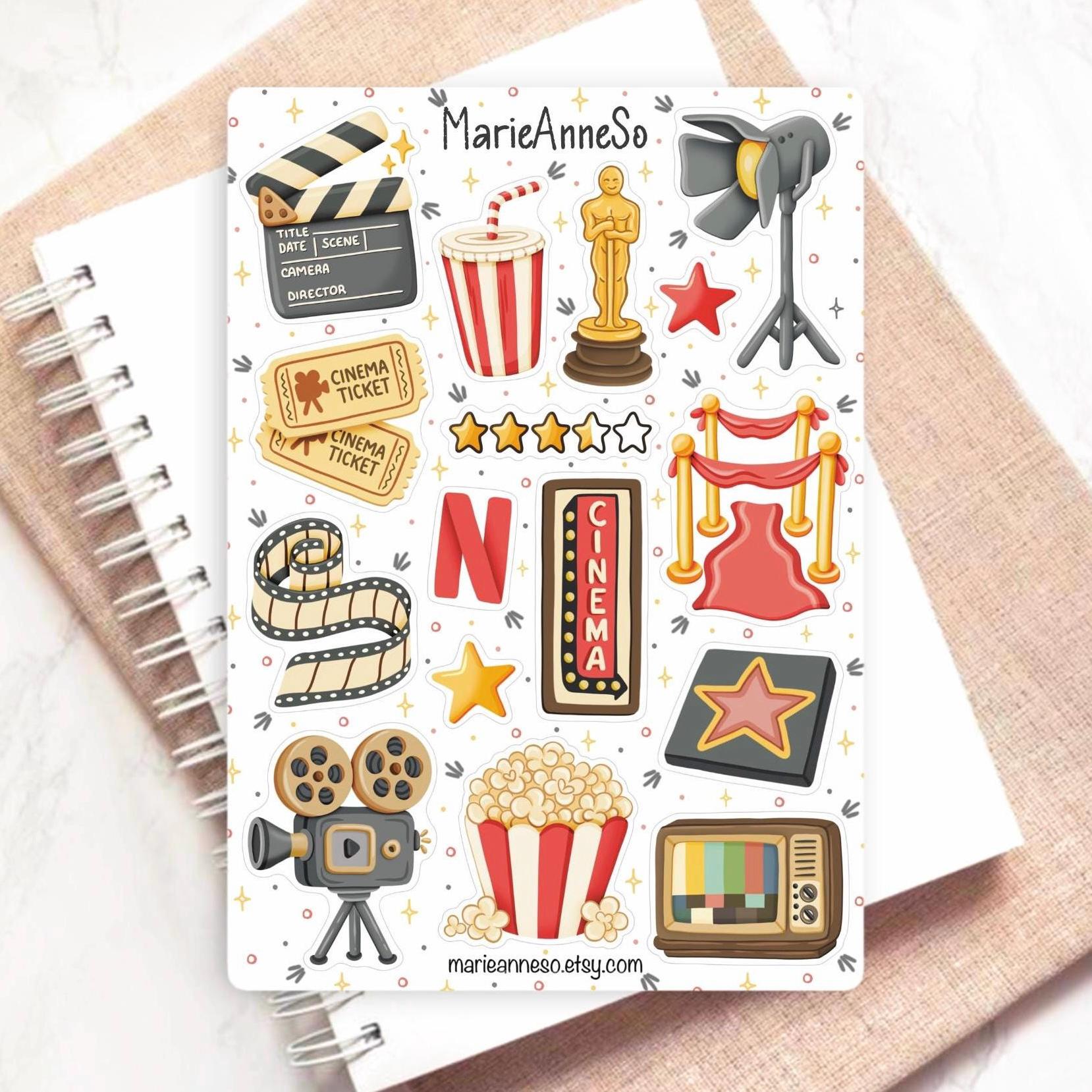 Cinema Stickers – Movie Night Stickers, Film Stickers Kawaii, Planner ...
