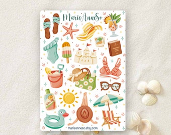 Sticker sheet "beach, sea, vacation" | Newspaper Stickers | summer stickers, seasonal stickers