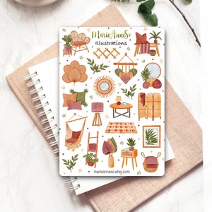 Feuille d’Autocollants Maison Cosy – Stickers pour Journal, Planner et Scrapbooking