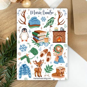 Foglio di adesivi a tema invernale e natalizio - Adesivi per decorazioni di planner, diari e scrapbooking