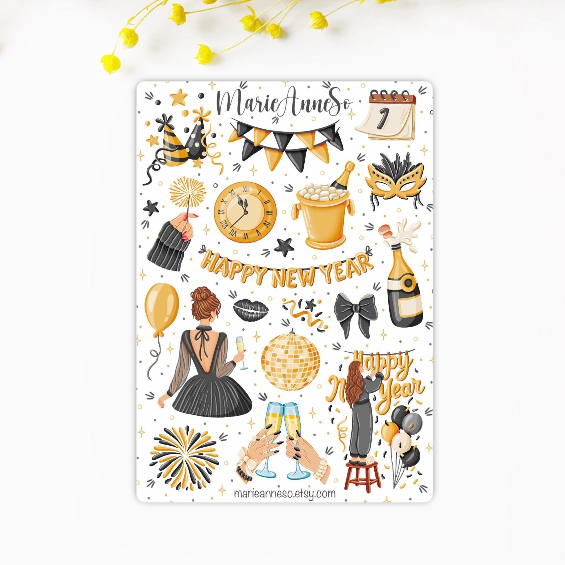 New Year Sticker Sheet - Decorations and Celebrations 2026 - Happy New ...