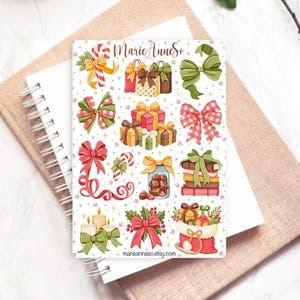 Feuille d’Autocollants Thème Hiver & Noël - Décoration Festive - Stickers parfaits pour Planner, Journal, Agenda et Scrapbooking