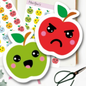 Stickervel met stemmingssmileys | Stickers voor mentale gezondheid voor dagboeken en planners, leren over emoties
