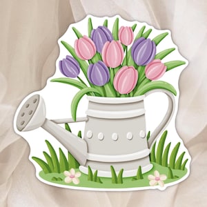 Autocollant Bucolique sur le Thème du Printemps et des Fleurs - Sticker Fleuris pour Agenda, Scrapbook et Planner